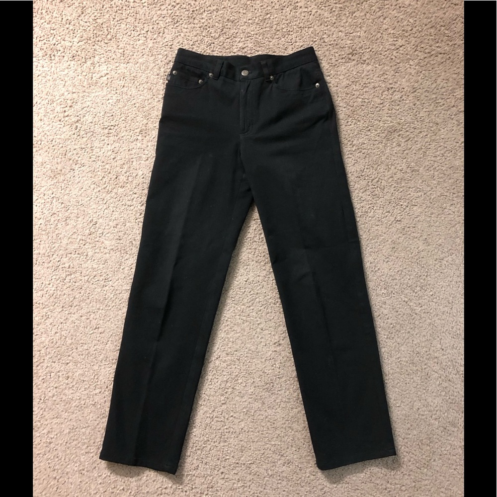 Lauren Jeans Co Denim Pants size 4P Stretchy Straight casual black - Picture 2 of 11